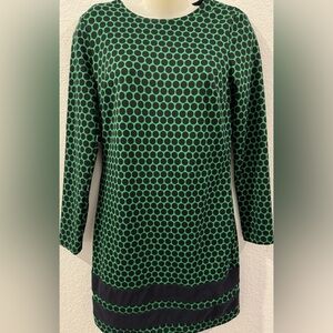 Michael Kors Black and Green Polka Dot Long Sleeve Dress